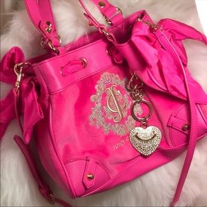 JUICY COUTURE PINK VELVET DAYDREAMER PURSE